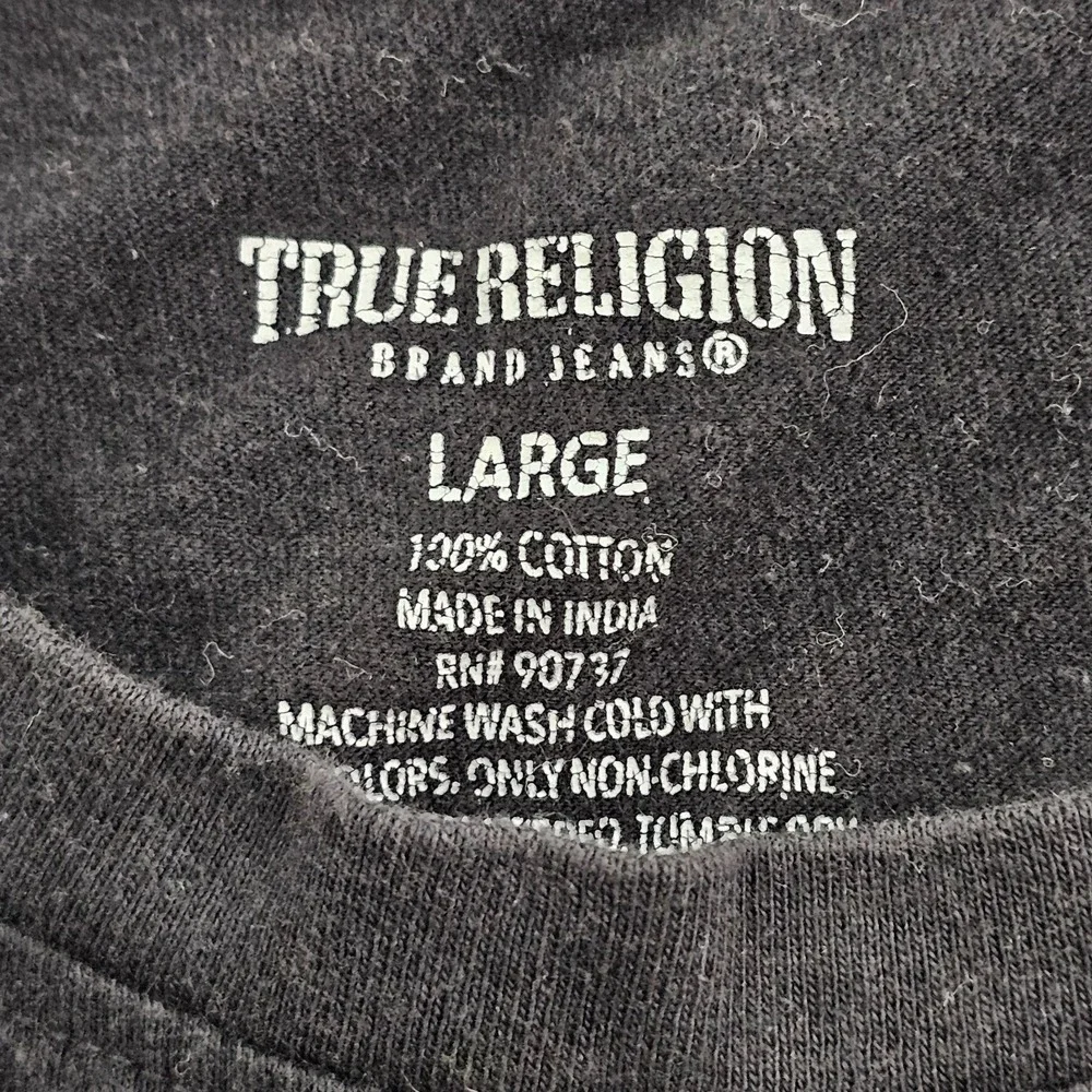 True Religion Brand Jeans Black Short Sleeve Cotton T-Shirt Men's L